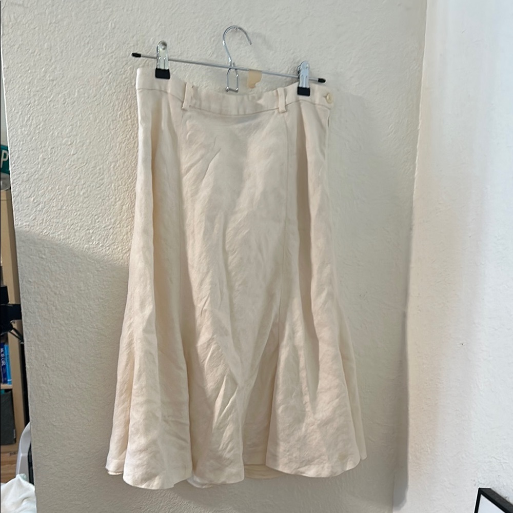 Ralph Lauren Cream Pleated Maxi Skirt Casual Resort Wear